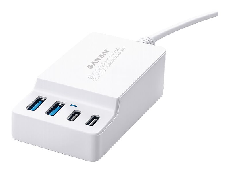 PAD-4111AU upright 4-Port USB A & C Charging Station 30W Max Built-in LED Power Indicator, +1.5m Power Cord