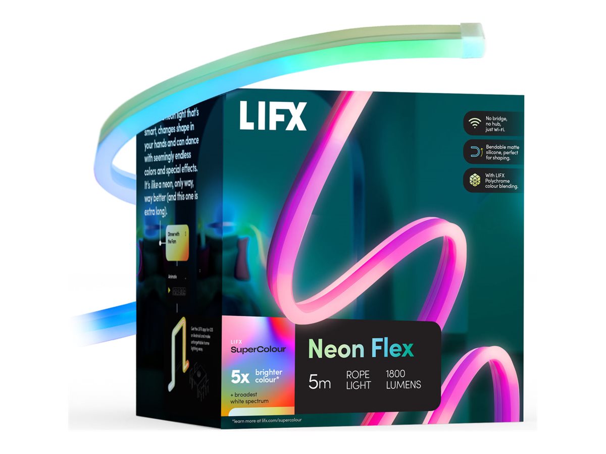 LIFX Neon Flex, light strip, LED, 60 W, RGBW light, 1500-9000 K