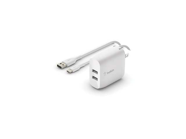Belkin BOOST CHARGE - - 24 Watt - 4.8 A - 2 connecteurs de sortie (2 x USB) - sur le cable : USB-C