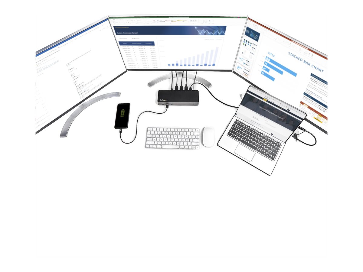 StarTech.com USB-C & USB-A Dock, Hybrid Universal Triple Monitor Laptop Docking Station w/ DisplayPort & HDMI 4K 60Hz, 85W Power Delivery, 6x USB Hub, Ethernet, Audio, USB 3.1 Gen 2 10Gbps - Multi-Monitor Dock (DK31C3HDPDUE) - dokovací stanice - USB-C - 3 x HDMI, 3 x DP - 1GbE – foto 15