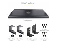 StarTech .com Under-Desk Keyboard Tray, Clamp-on Keyboard Holder, Supports up to 12kg (26.5lb), Sliding Keyboard and Mouse Drawer with C-Clamps, Height Adjustable Keyboard Tray