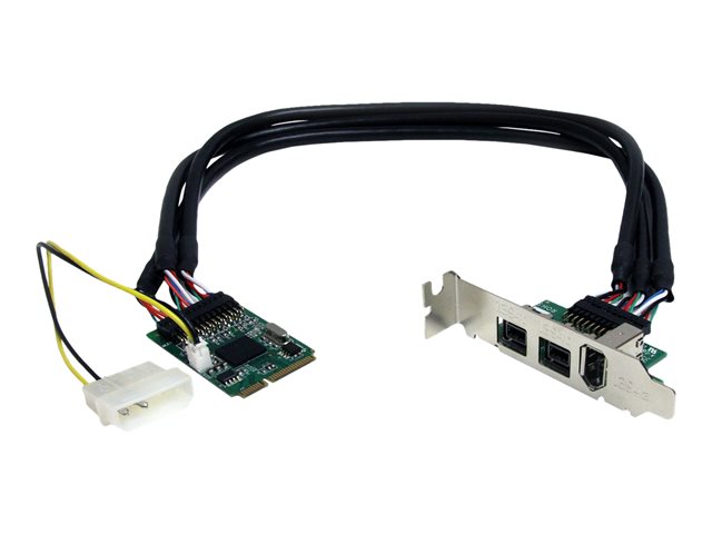 Image of StarTech.com 3 Port 2b 1a 1394 Mini PCI Express FireWire Card Adapter - FireWire adapter - PCIe Mini Card - FireWire 800 - 2 ports + 1 x FireWire - MPEX1394B3 - FireWire adapter - PCIe Mini Card - 2 ports