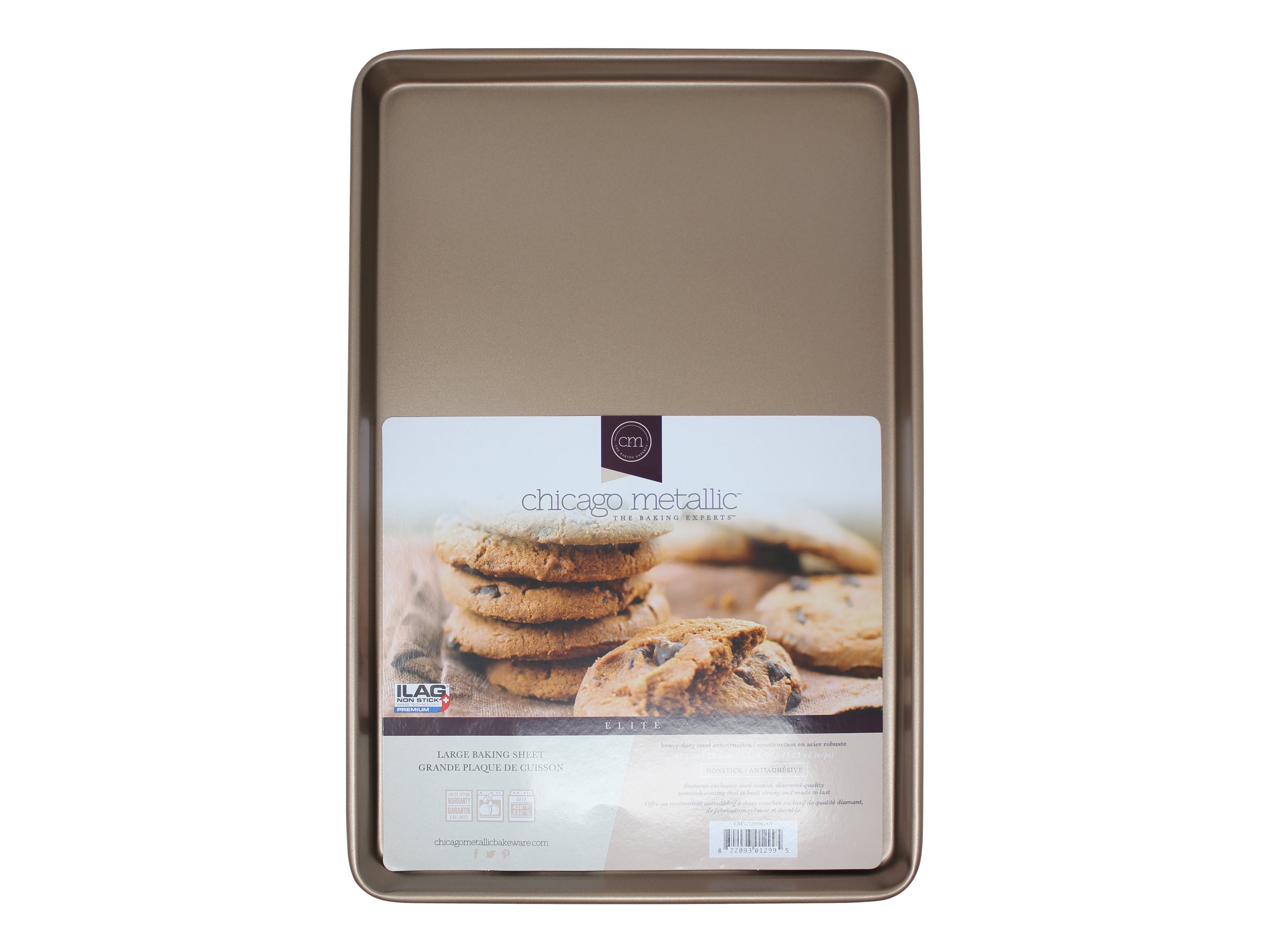Chicago Metallic Professional Non-Stick Large Cookie Baking Sheet, 40 x 35  cm (15 x 14), Metal, Grey, 40 x 35 x 1.3 cm