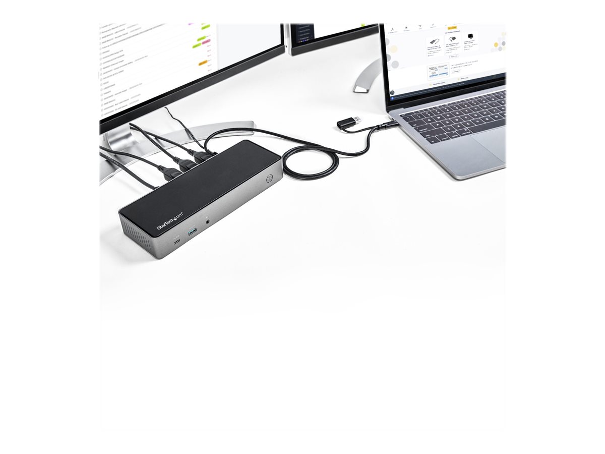StarTech.com USB-C & USB-A Dock, Hybrid Universal Triple Monitor Laptop Docking Station w/ DisplayPort & HDMI 4K 60Hz, 85W Power Delivery, 6x USB Hub, Ethernet, Audio, USB 3.1 Gen 2 10Gbps - Multi-Monitor Dock (DK31C3HDPDUE) - dokovací stanice - USB-C - 3 x HDMI, 3 x DP - 1GbE – foto 16