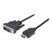 HDMI to DVI-D 24+1 Cable, 2m, Male to Male, Black,