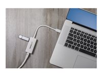 Startech USB 3.0 to Gigabit Ethernet Adapter NIC w/ USB Port (White) - USB 3.0 NIC - 10/100/1000 Mbps USB 3.0 LAN Adapter (US