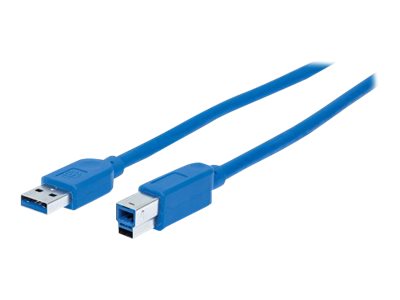 Manhattan USB-A to USB-B Cable, 0.5m, Male to Male, 5 Gbps (USB 3.2 Gen1 aka USB 3.0), SuperSpeed USB, Blue, Lifetime Warranty, Polybag