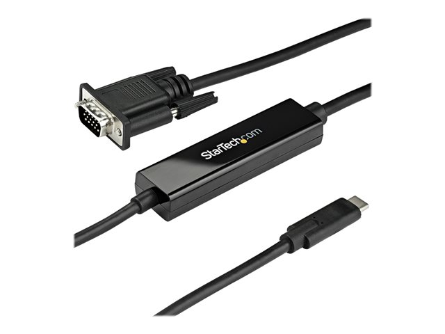 Image of StarTech.com 3ft (1m) USB C to VGA Cable, 1920x1200/1080p USB Type C to VGA Video Active Adapter Cable, Thunderbolt 3 Compatible, Laptop to VGA Monitor/Projector, DP Alt Mode HBR2 Cable - 1m USB-C Video Cable (CDP2VGAMM1MB) - external video adapter