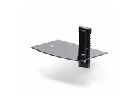 StarTech.com Floating Wall-Mounted AV Shelf, Adjustable Height Shelf For Under TV, Organize A/V Equipment On Black Tempered Glass Shelf