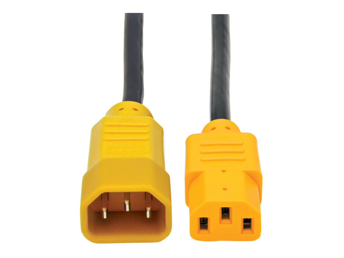 Tripp Lite 4ft Computer Power Cord Extension Cable C14 to C13 Yellow 10A 18AWG 4'