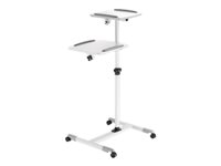 Manhattan Mobile Cart for Projectors and Laptops, Two Trays for Devices up to 10kg, Trays Tilt and Swivel, Height Adjustable,