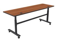 BALT Sit/Stand Flipper Table mobile rectangular amber cherry black base