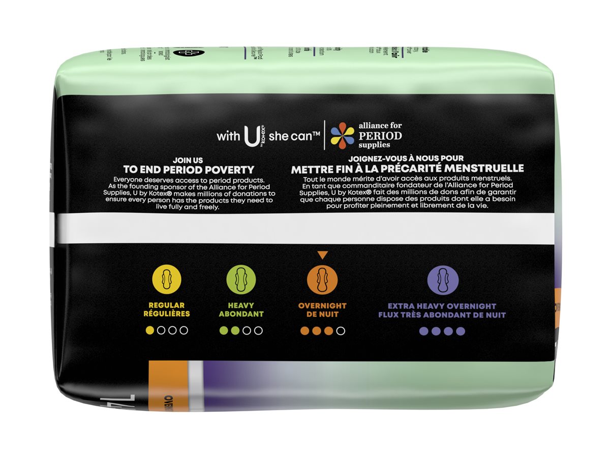 U by Kotex Clean & Secure Maxi Sanitary Pads with Wings - Overnight - 14's