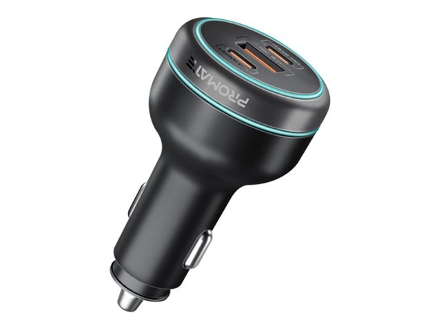 Promate PowerDrive 230 car power adapter RapidCharge USB USB-C 230 Product shot Right-angle 79400