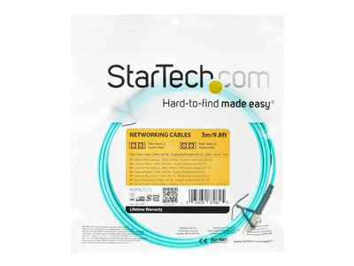 StarTech.com Aqua OM4 Duplex Multimode Fiber - 3m/ 9 ft - 100 Gb - 50/125 - OM4 Fiber - LC to LC Fiber Patch Cable (450FBLCLC3)