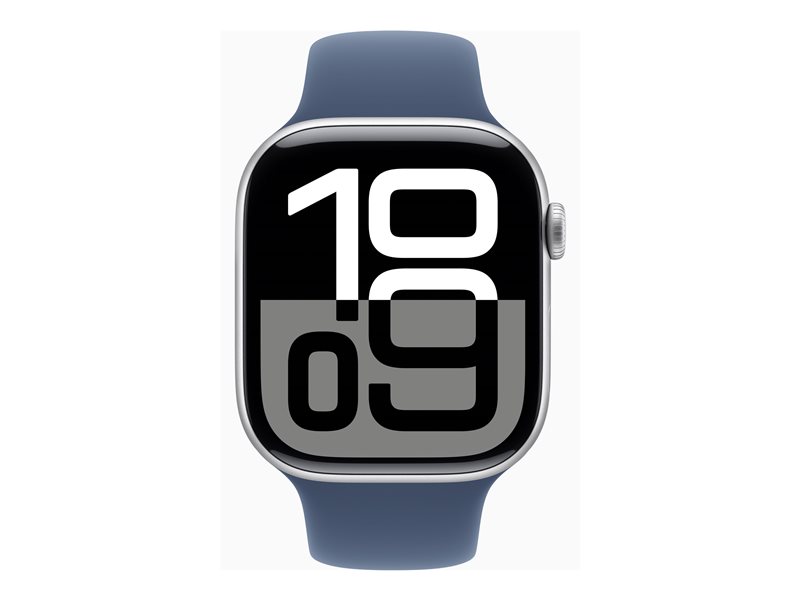 Apple Watch Series 10 (GPS) - aluminium argent - montre intelligente avec bande sport - denim - 64 Go