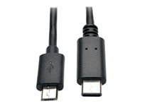 Tripp Lite 6ft USB 2.0 Hi-Speed Cable Micro-B Male to USB Type-C USB-C Male 6' - USB cable - 24 pin USB-C (M) to Micro-USB Type B (M) - USB 2.0 - 6 ft - molded - black