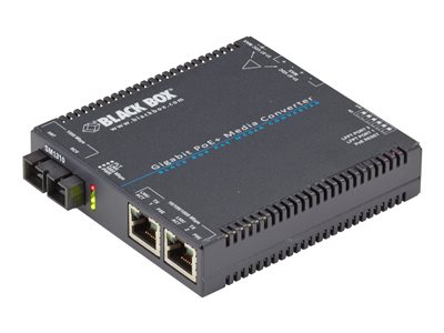 Black Box Media Converter Gigabit Ethernet PoE+ SIngle-Mode, 1310-nm, SC