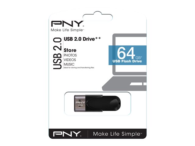 PNY Attach? 4 - USB-Flash-Laufwerk - 64 GB - USB 2.0