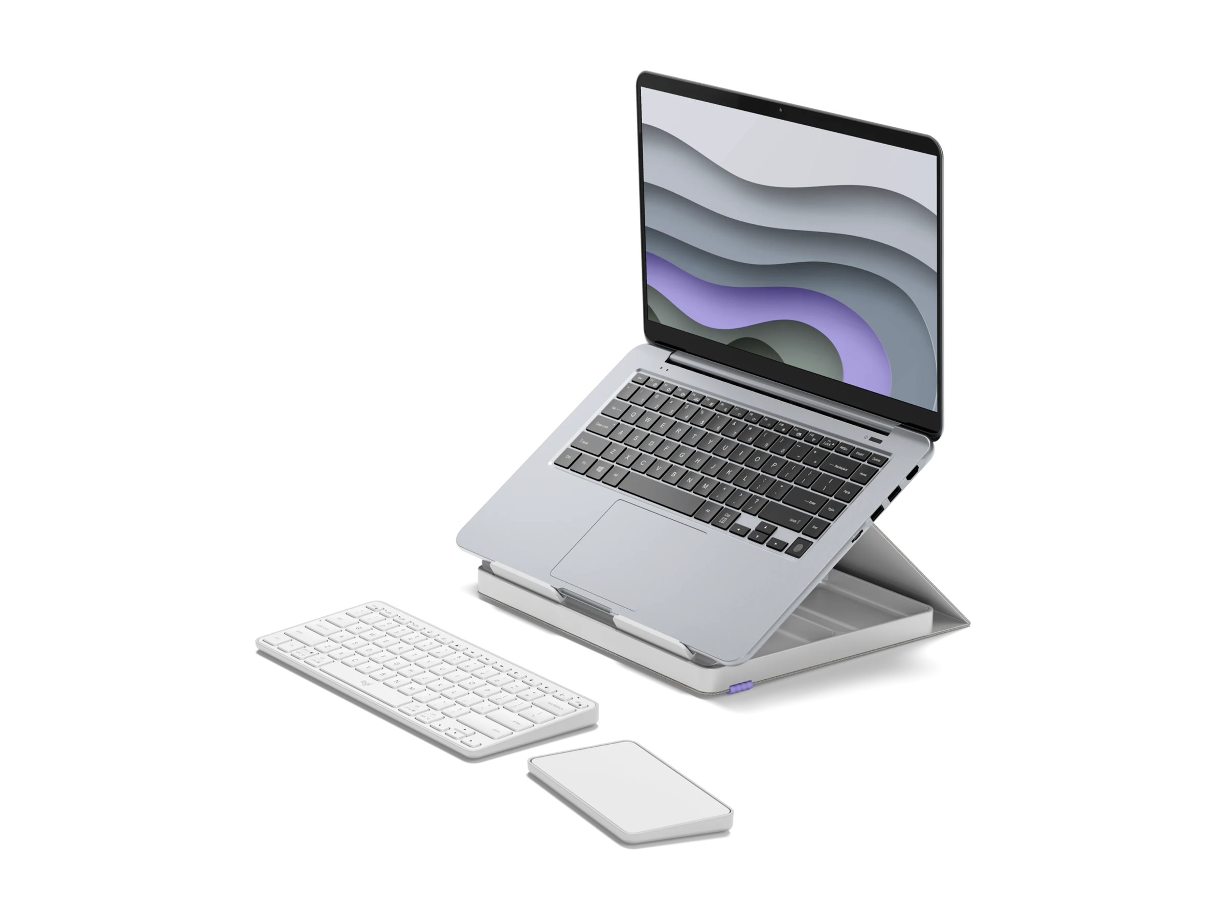 Logitech Casa Pop-Up Desk keyboard and touchpad set nordic calm Input Usage / lifestyle Close-up 72140