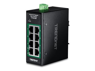 TRENDnet 8-Port Industrial Gigabit PoE+ DIN-Rail Mini Switch