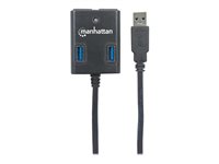 Manhattan USB-A 4-Port Hub, 4x USB-A Ports, 5 Gbps (USB 3.2 Gen1 aka USB 3.0), Bus Power, Fast charging x1 Port up to 0.9A or x4 Ports with power jack (not included), SuperSpeed USB, Black, Three Year Warranty, Blister - hub - 4 ports
