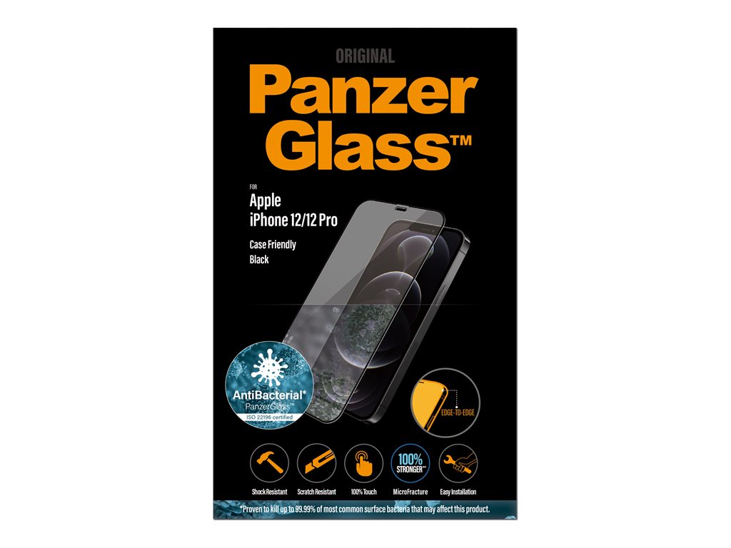 blødende konkurrerende apt PanzerGlass - Screen protector for mobile phone - glass - 6.1" - frame  colour black - for Apple iPhone 12, 12 Pro