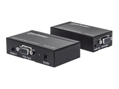 Manhattan VGA Cat5/5e/6 Extender, Extends video and audio signals up to 300m (With Euro 2-pin plug), Black, Box