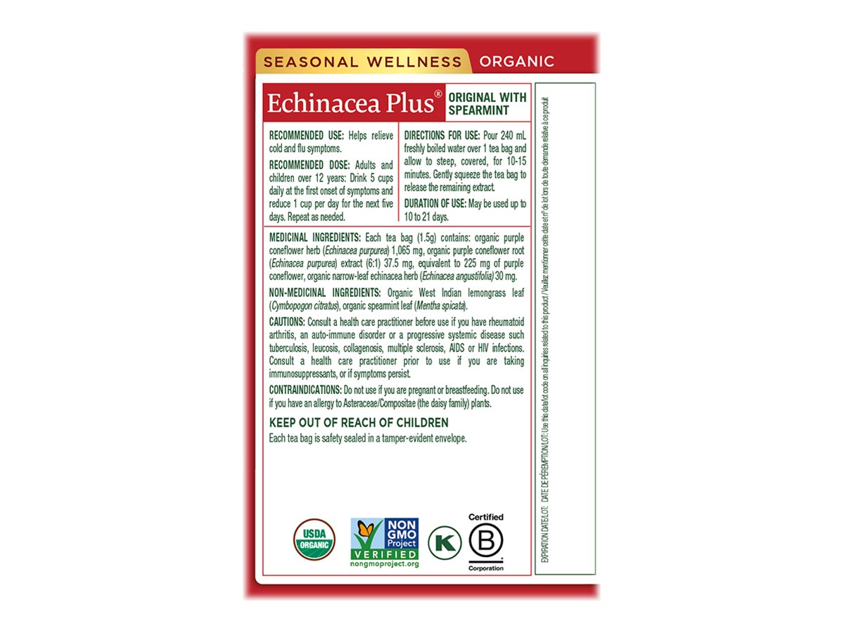 Traditional Medicinals Organic Tea - Echinacea Plus - 16's