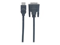 Manhattan HDMI to DVI-D 24+1 Cable, 3m, Male to Male, Black, Dual Link, Compatible with DVD-D, Lifetime Warranty, Polybag - a