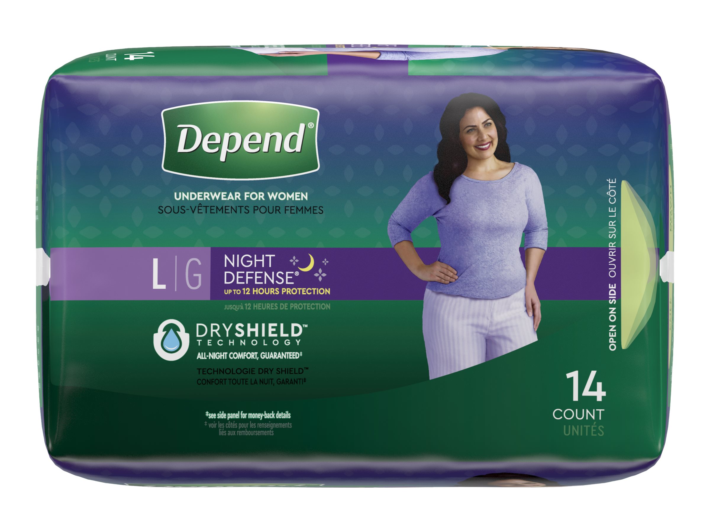 Depend Night Defense Overnight Women Extra Large Underwear 12 ct package, Incontinence