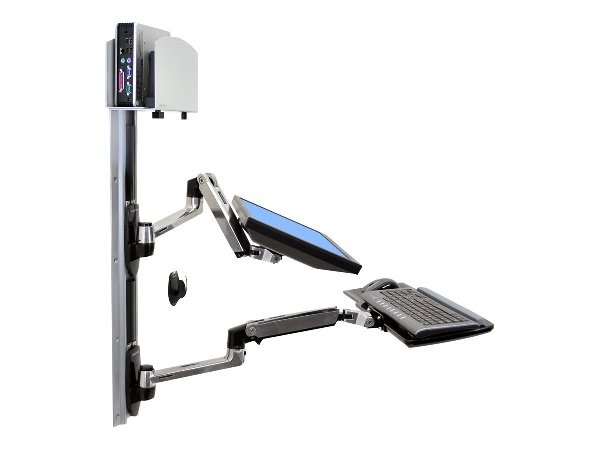 Ergotron LX Wall Mount System montážní sada - Technologie konstantní síly - pro LCD displej / klávesnice / myš / CPU - leštěný hliník – foto 4