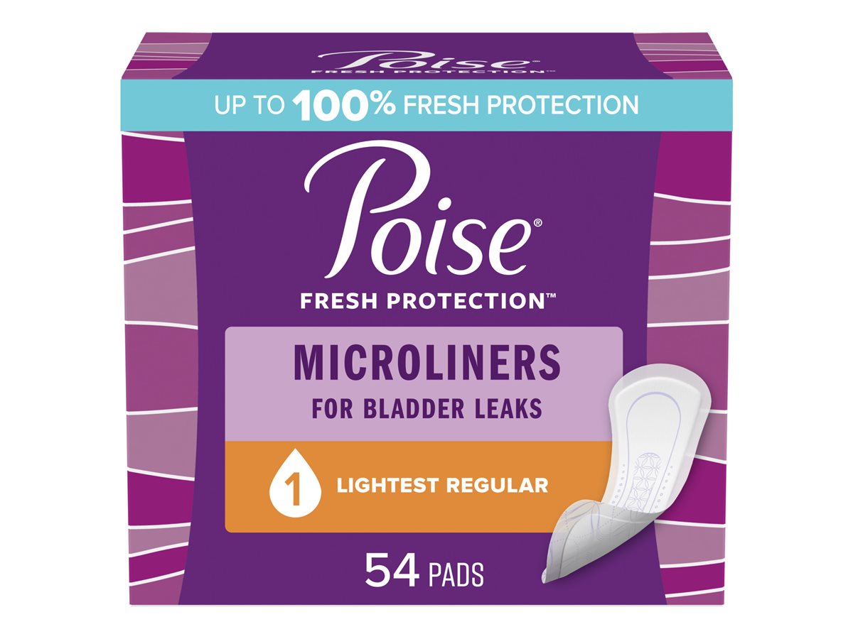 Poise Microliners Incontinence Liners - Lightest Absorbency - Regular - 54 Count