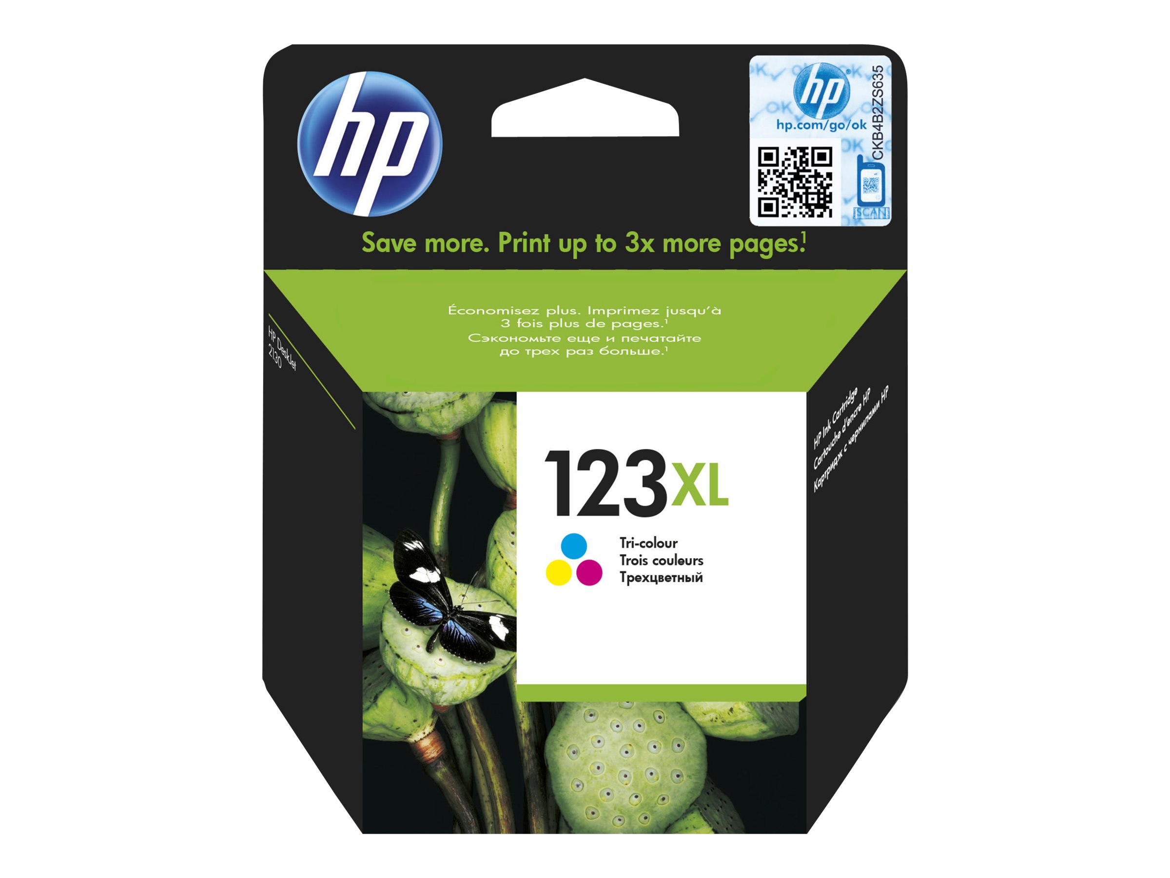 HP 123XL - Farbe (Cyan, Magenta, Gelb) - Original - Tintenpatrone - f?r Deskjet 2130, 26XX, 3630, 37XX; Envy 4523, 50XX; Officejet 3835, 46XX, 52XX