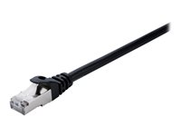 V7 CAT 7 Kabel med afskærmning med folie og kobberfletning (SFTP 50cm Patchkabel Sort