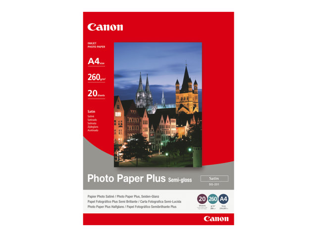 Canon Photo Paper Plus Sg 201 Photo Paper Semi Glossy 20 Sheets A4 260 G M²