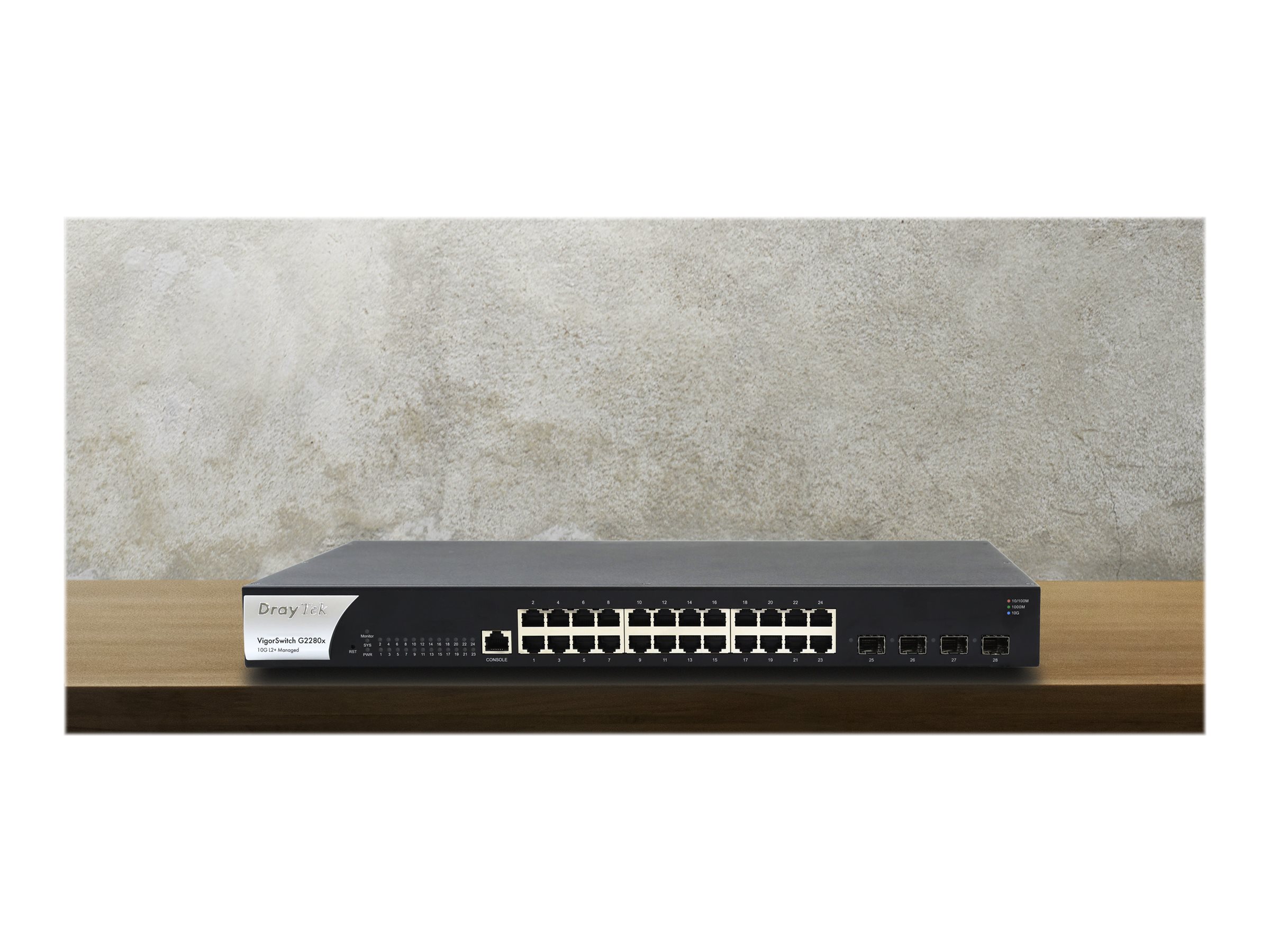 Draytek VigorSwitch G2280X switch 28 ports Managed Product shot Back 79000