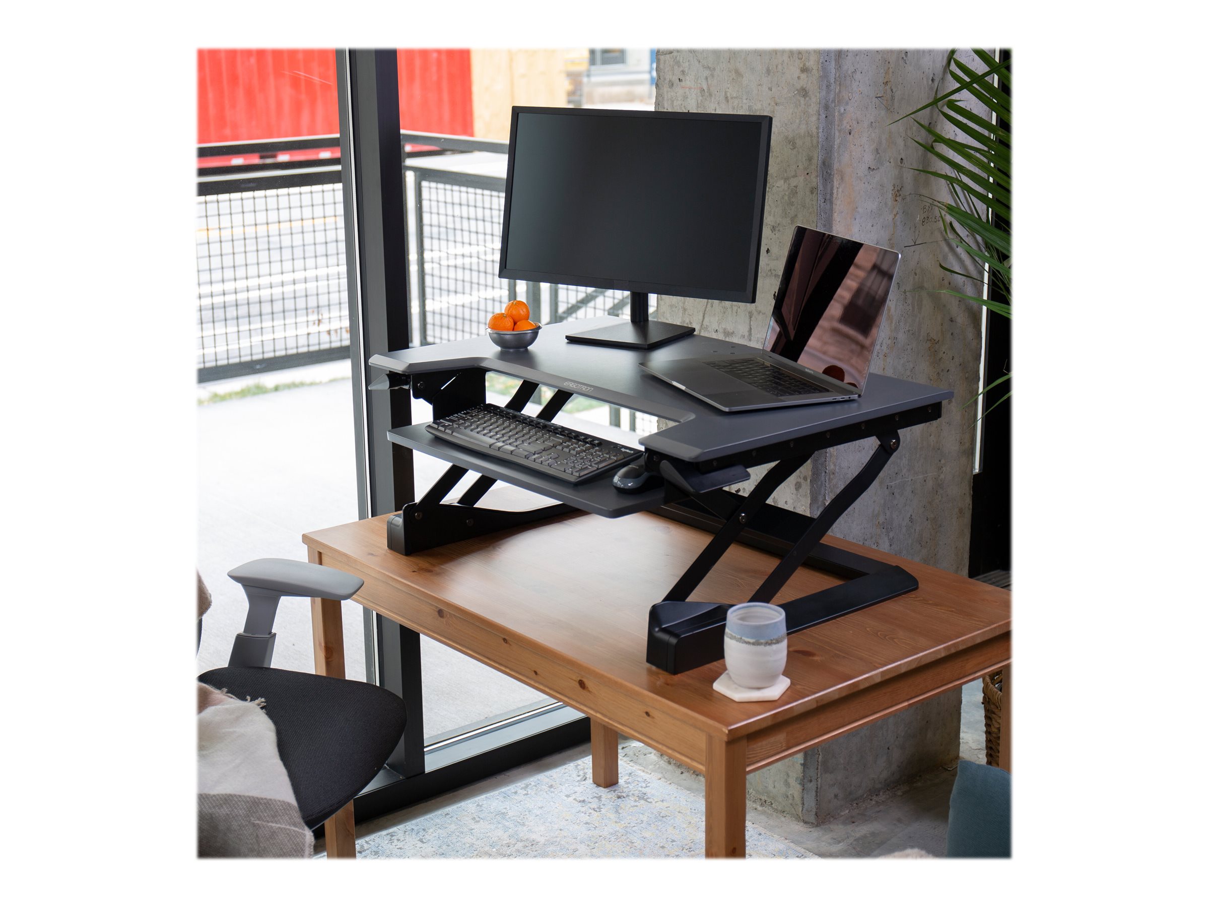 An image of Ergotron WorkFit-T Medium - standing desk converter - dark grey - black, grey