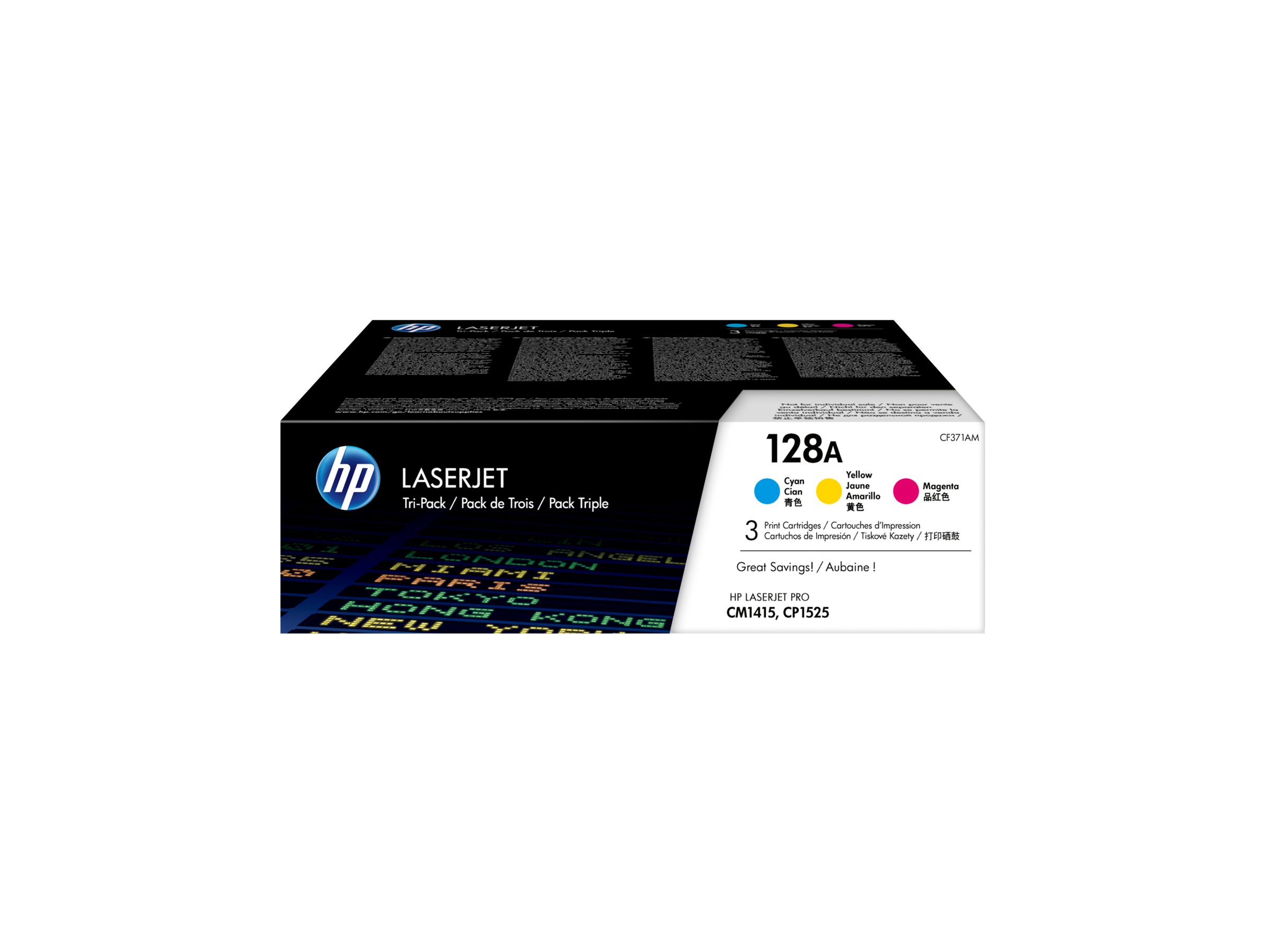 Hp 128a 3 Pack Yellow Cyan Magenta Original Laserjet Toner Cartridge Cf371am Hp 128a 3 Pack Yellow Cyan Magenta Original Laserjet Toner Cartridge Cf371am