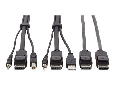 Eaton Tripp Lite Series Dual DisplayPort KVM Cable Kit 4K USB 3.5 mm Audio 3xM/3xM 10ft