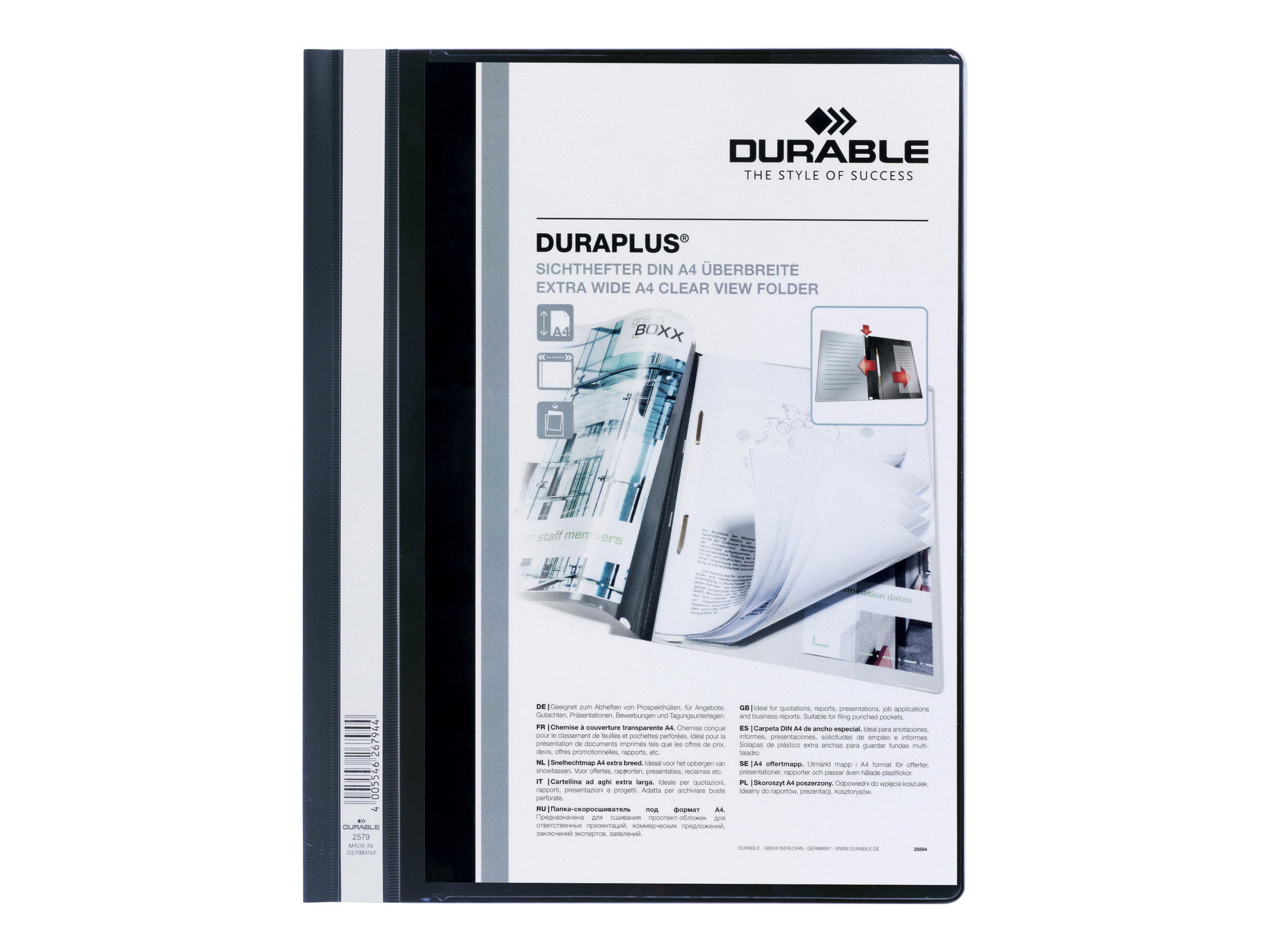 Durable Duraplus Report File For A4 Black