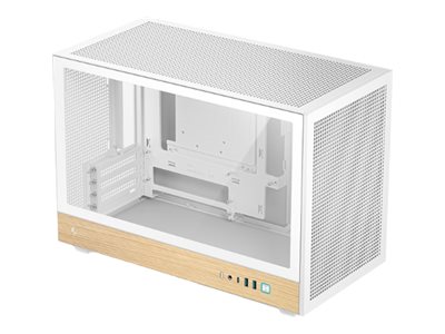 DeepCool CH260 WOOD WH, Micro-ATX, micro ATX, windowed side panel (tempered glass), no power supply (ATX / PS/2), white, USB/Audio