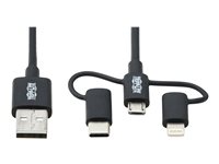Eaton Tripp Lite Series Universal USB-A to Lightning, USB Micro-B and USB-C Sync/Charge Cable (M/3xM), MFi Certified, Black, 6 ft. (1.8 m) Lightning-kabel 1.8m