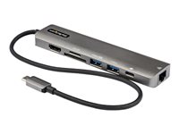 StarTech.com USB C Multiport Adapter - USB-C to 4K 60Hz HDMI 2.0, 100W Power Delivery Pass-through, SD/MicroSD, 2-Port USB 3.0 Hub, GbE - USB Type-C - 12' Long Attached Cable Dockingstation