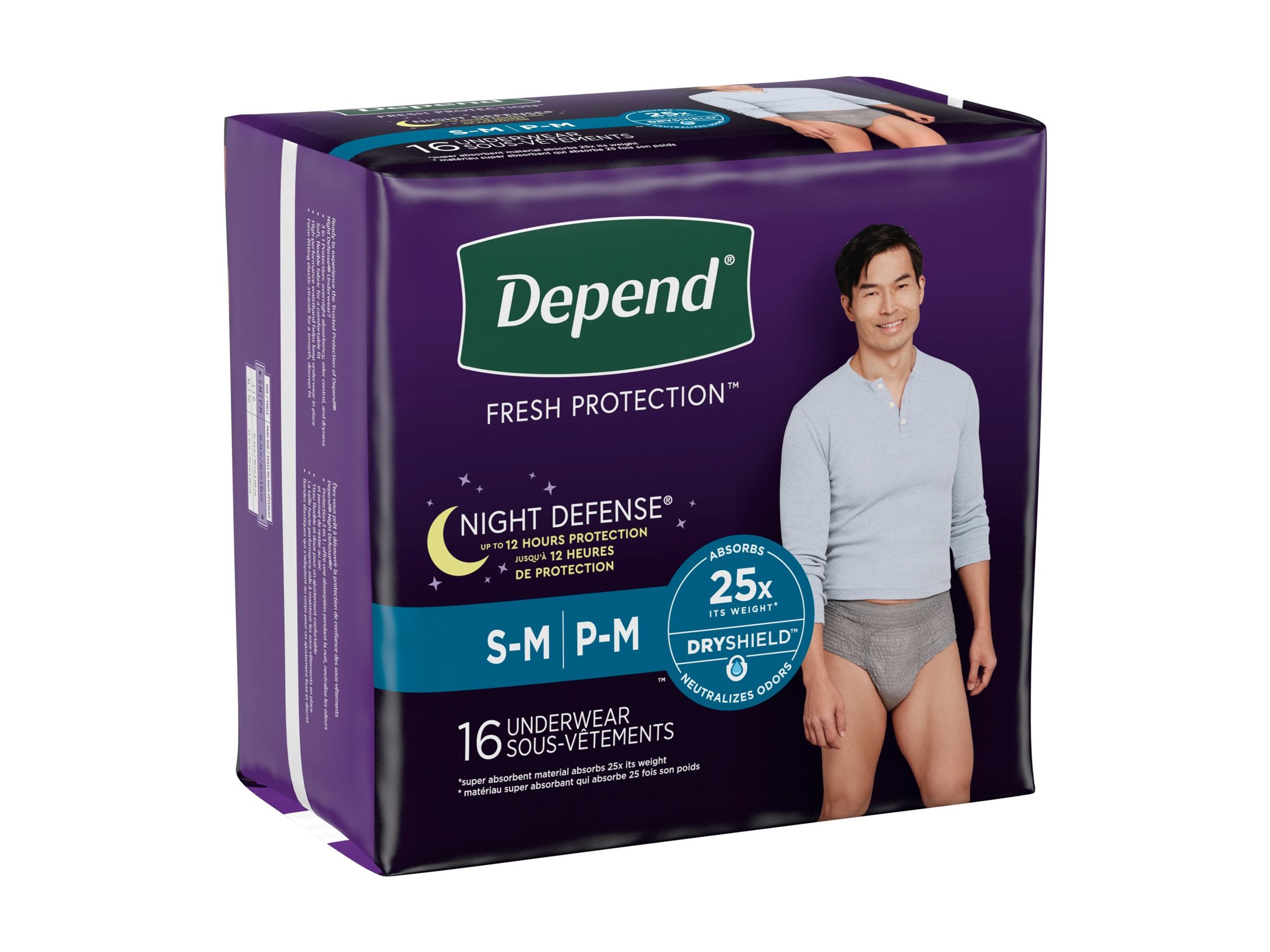 Depend Night Defense Adult Incontinence Underwear for Men - Overnight - S/M - 16 Count