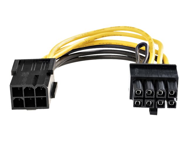 StarTech.com PCI Express 6 pin to 8 pin Power Adapter Cable - Power cable - 6 pin PCIe power (F) to 8 pin PCIe power (M) - 6.1 in - yellow - PCIEX68ADAP