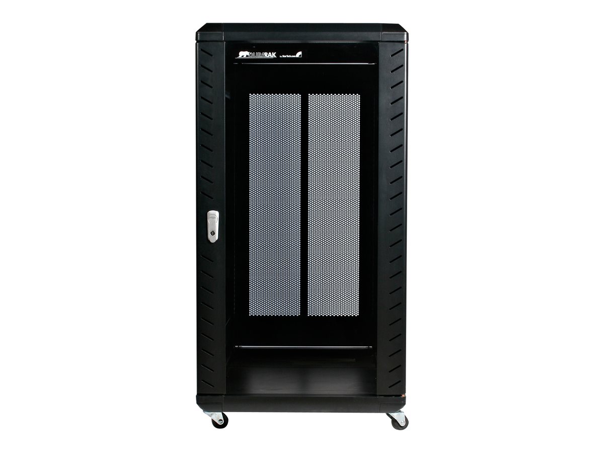 StarTech.com 22U Server Rack Cabinet with secure locking door - 4 Post Adjustable Depth (5.5" to 28.7") - 1768 lb capacity - 19 inch Portable Network Equipment Enclosure on wheels/casters (RK2236BKF) - rozvaděč stojanový - 22U – foto 2