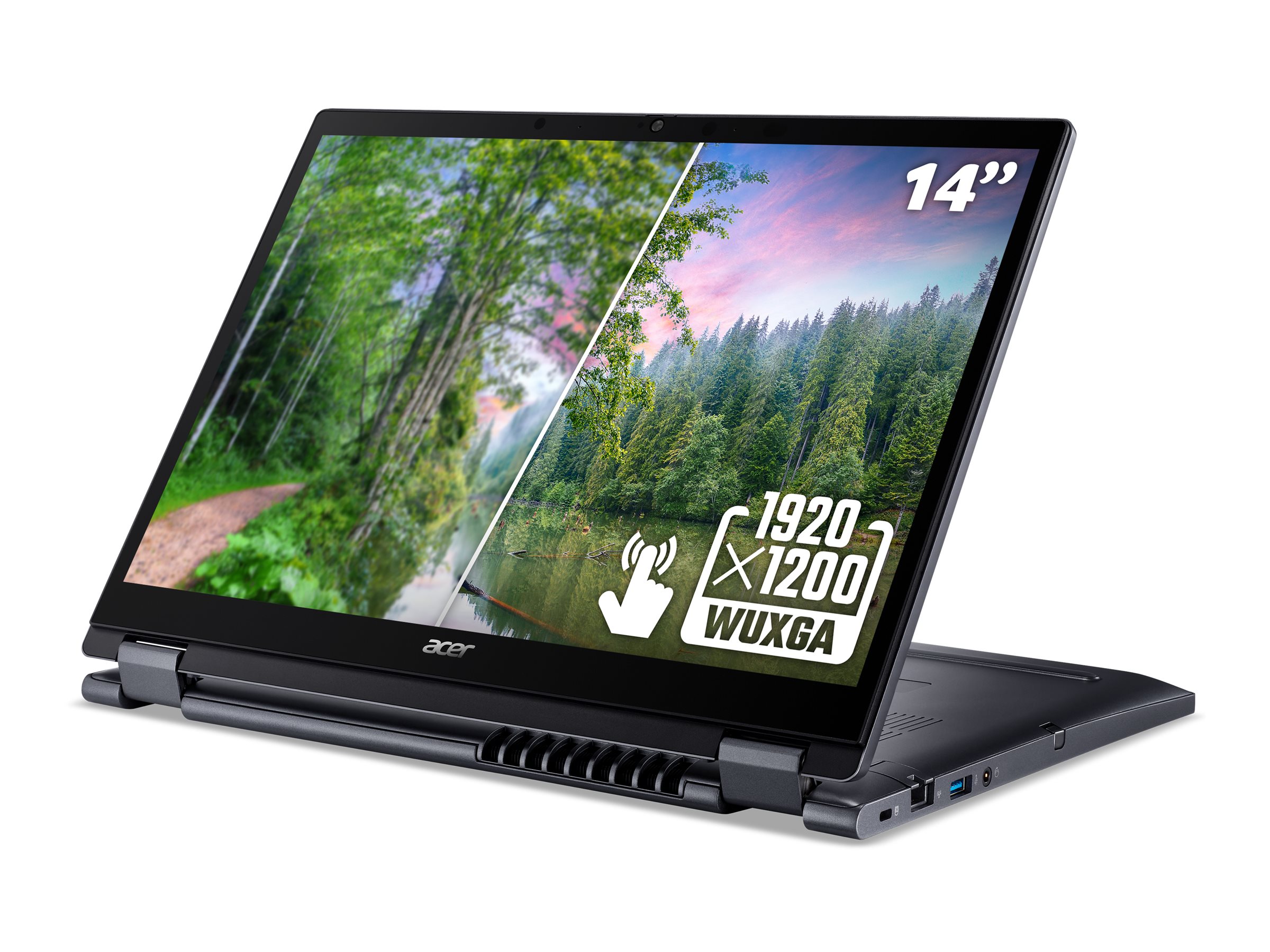 An image of Acer TravelMate P4 Spin 14 TMP414RN-54-TCO - 14" - Intel Core Ultra 5 - 125U - 16 GB RAM - 512 GB SSD - UK