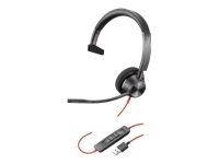 Poly Blackwire 3315-M - Blackwire 3300 series - headset - on-ear - wired - active noise canceling - 3.5 mm jack, USB-A - black - Certified for Microsoft Teams