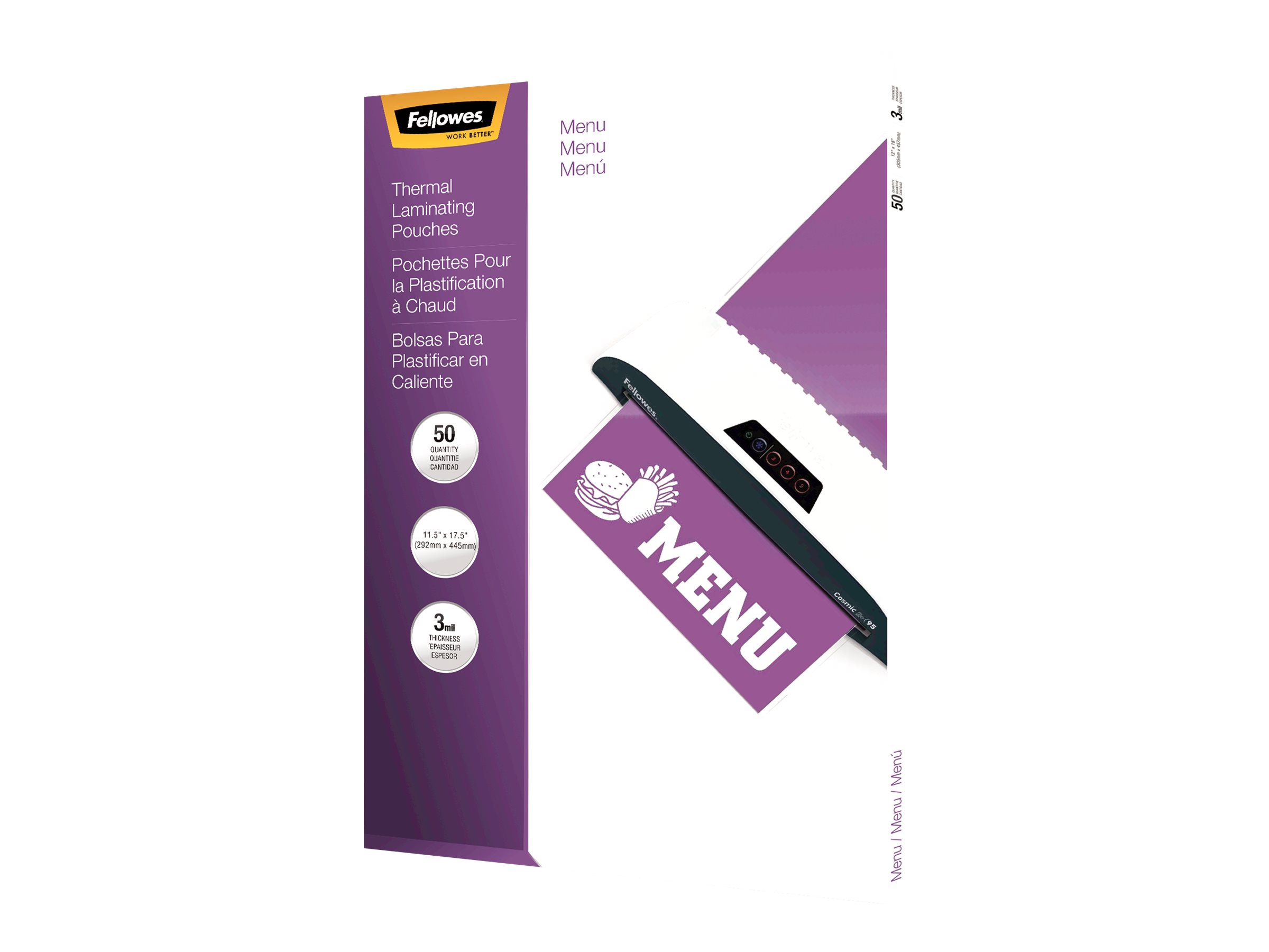 Fellowes Laminating Pouches Menu